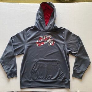 Grey and Red Nike Boy’s XL Camouflage Hoodie